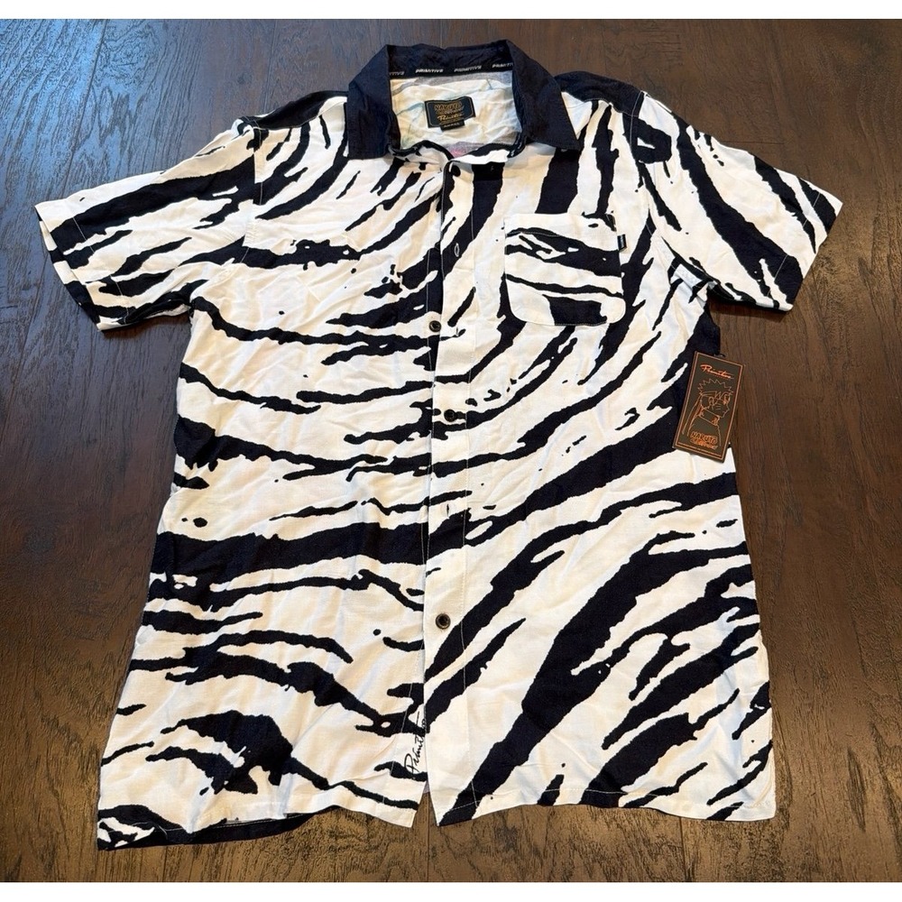 Primitive Naruto Shippuden Zebra Print Button Up Shirt Mens Medium NWT Anime‎